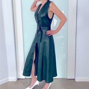 Vintage Genuine Leather Sleeveless Trench Coat